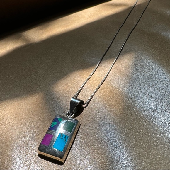 Vintage Silpada Sterling 925 malachite turquoise sodalite carnelian necklace - Picture 4 of 8